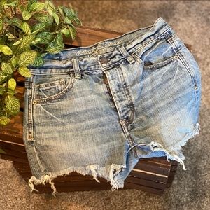 AE Button Fly Distressed Cut Off Jean Shorts